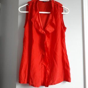 Teenflo Vermillion 100% Silk SleevelessTop